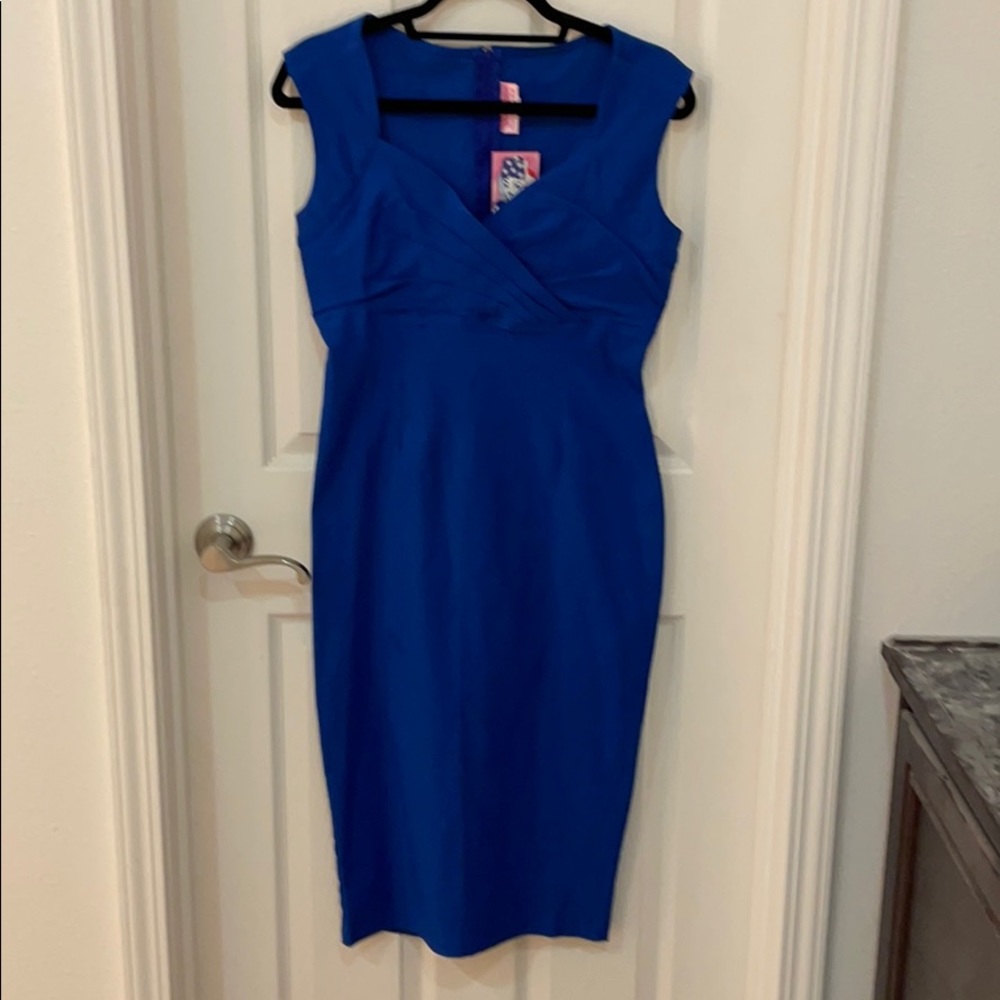 NWT Pinup Girl Clothing blue pencil dress.